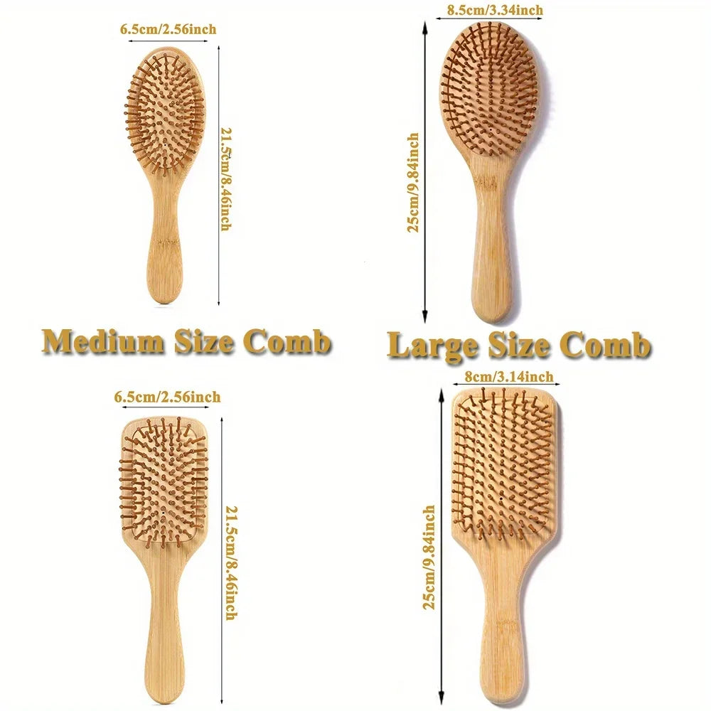 Peine de paleta de bambú Natural, peine con cojín de aire, masaje del cuero cabelludo, peine antiestático sin enredos, especial para pelucas de cabello real