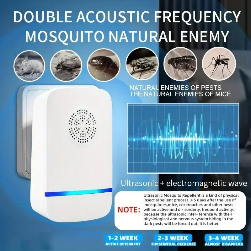 Repelente ultrasónico de plagas enchufable - Control efectivo de insectos para interiores para mosquitos, ratones, arañas, hormigas y cucarachas - Paja infantil