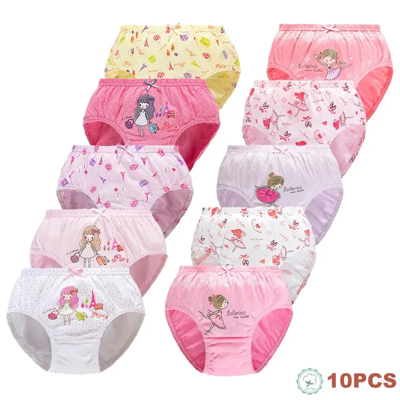 2/5/10 Uds bragas de algodón para niñas lindo gato unicornio Arco Iris varios patrones de dibujos animados calzoncillos para niñas ropa interior cómoda y suave para niños.