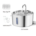 ZYFeeder Fuente de agua automática para gatos de 2,2 L, alimentador de agua cuadrado de acero inoxidable para mascotas, fuente de agua para perros con ventana (sin enchufe de 5 V 1 A)