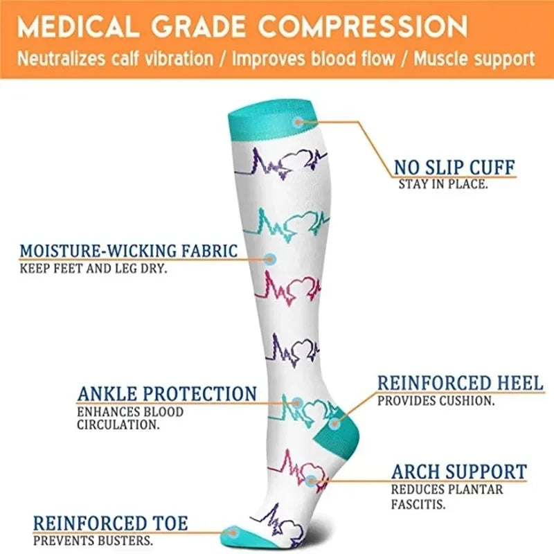 Nuevos calcetines de compresión deportivos para venas varicosas, calcetines médicos de nailon para enfermería, aptos para correr, saltar, antifatiga