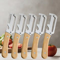 Pelador de Cocina de Acero Inoxidable con Mango de Madera para Pelar y Rebanar Frutas y Verduras, Utensilio de Cocina