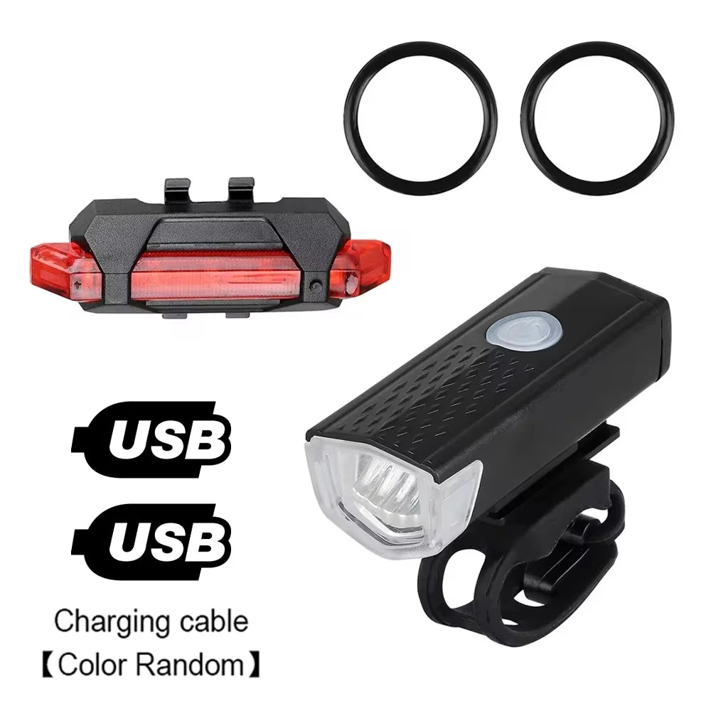 Juego de luces delanteras para bicicleta con luz trasera, recargable por USB, fácil de instalar, 3 modos, accesorios para bicicleta de carretera MTB
