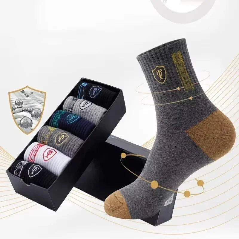 10 pares de medias deportivas de algodón transpirables para hombre, calcetines de fibra de bambú para otoño e invierno, desodorante con absorción de sudor, calcetines de negocios