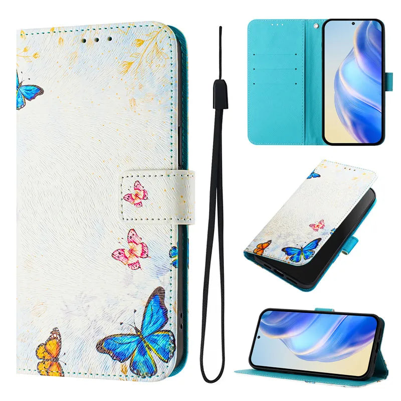 13 Funda de teléfono de cuero para iPhone 13 12 Mini 11 Pro 13Pro 12Pro Max 11Pro Coque Flip Cover Wallet fundas pintadas magnéticas gato oso