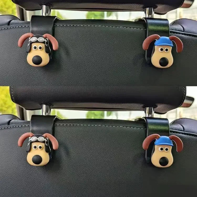 Gancho trasero para asiento de coche con cabeza de perro, decoración tridimensional 3D para asiento trasero de coche, accesorios decorativos para Interior