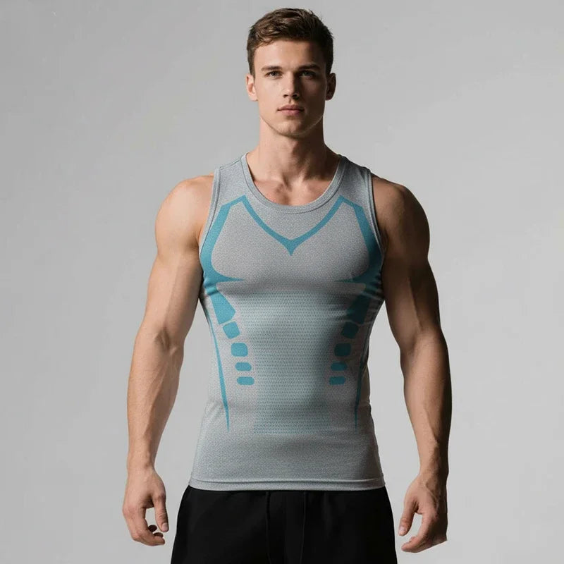 Nuevo chaleco de compresión deportivo para hombre, moldeador de cuerpo, chaleco de compresión adelgazante, camiseta interior ajustada para gimnasio y baloncesto