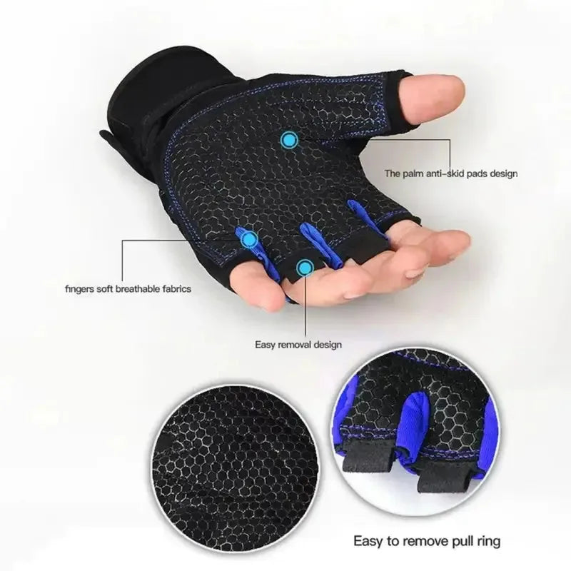 1 par de guantes de gimnasio para Fitness, guantes de pulsera para levantamiento de pesas, entrenamiento de culturismo, ejercicio deportivo, guante de ciclismo