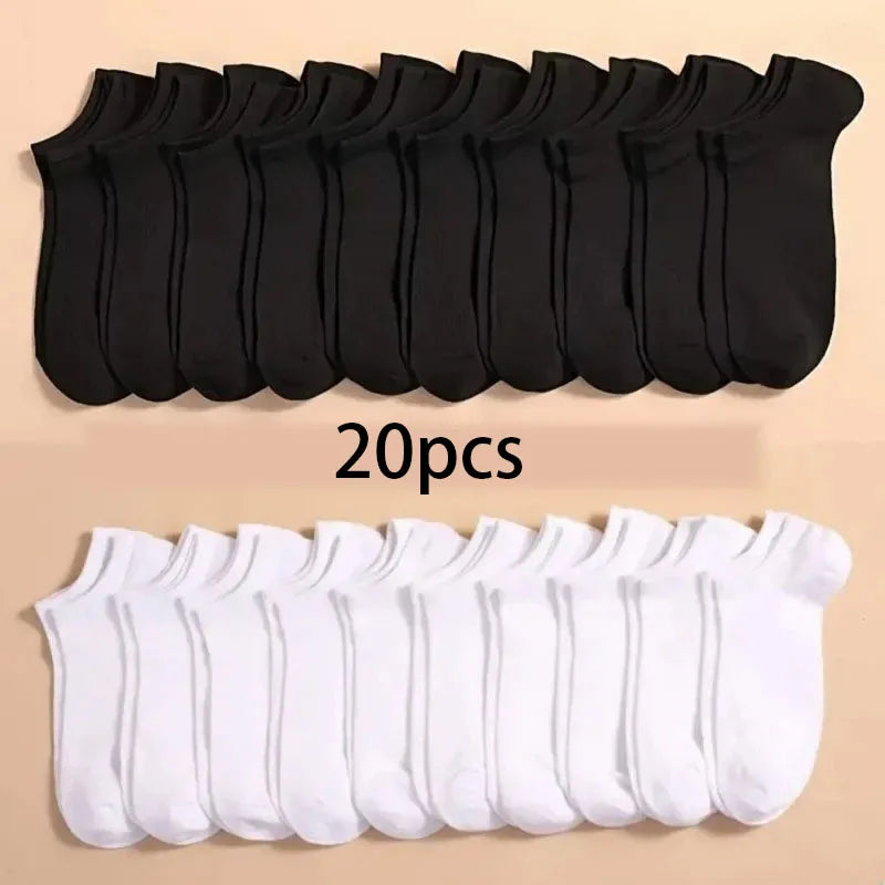 Calcetines Deportivos Unisex de Color Sólido para Primavera/Verano, 10/20/40 Pares, Calcetines Cortos Ligeros y Suaves para Hombre y Mujer, Paquete Económico