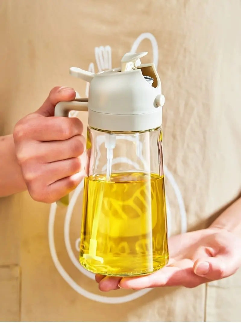 Dispensador de aceite en aerosol 2 en 1 para cocina, pulverizador de aceite o solo cepillo pulverizador para freír al aire, ensaladas, asar, cocinar en la cocina