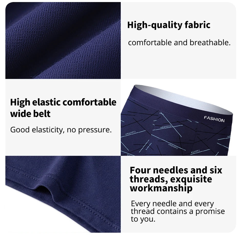 Ropa interior para hombre 4 Uds., calzoncillos boxer íntimos con estampado de líneas diarias cómodos, suaves y a la moda, boxers deportivos y transpirables