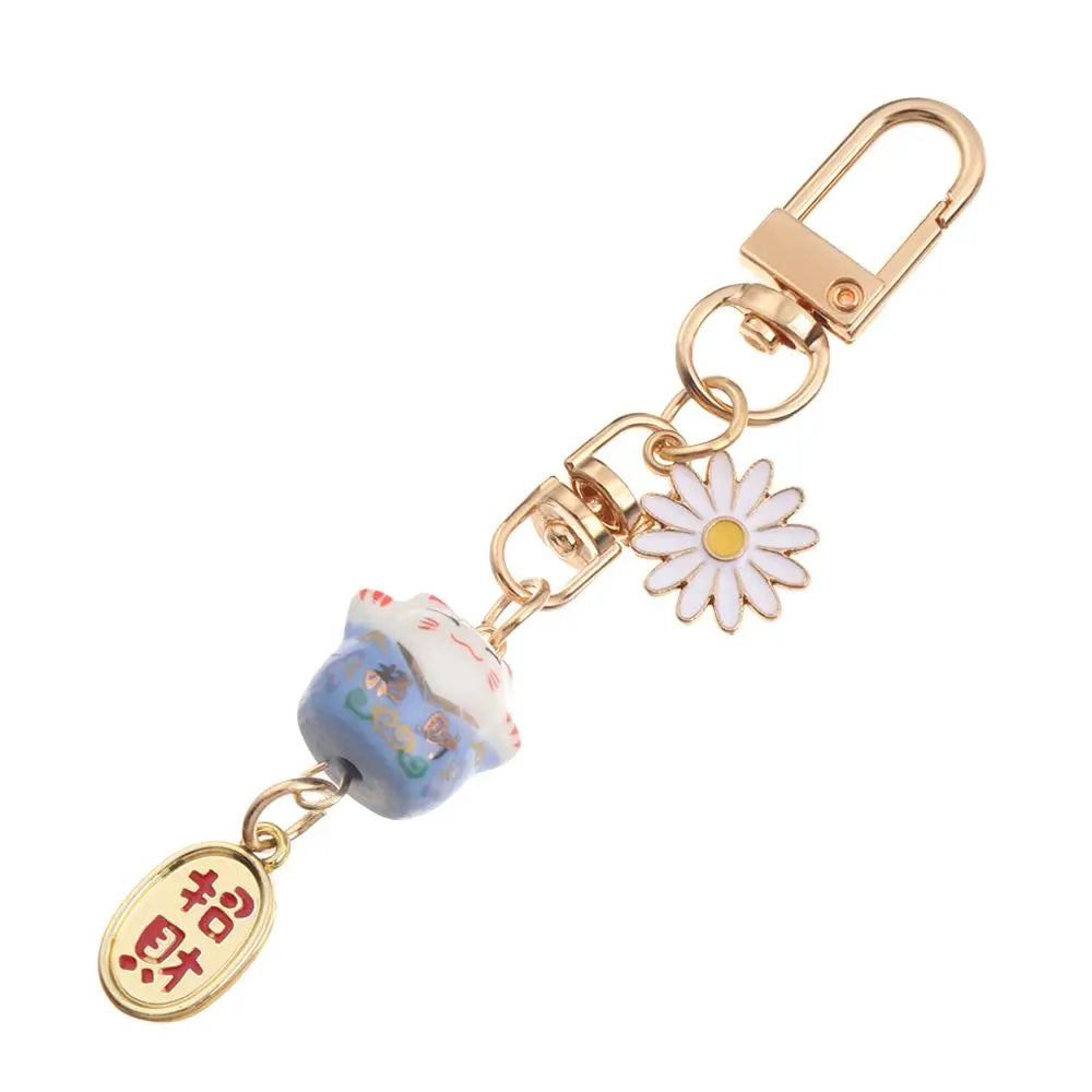 Cordón de correa para teléfono, cuerda colgante de muñeca, estilo japonés, antipérdida, Sakura, gato de la suerte, 1 unidad