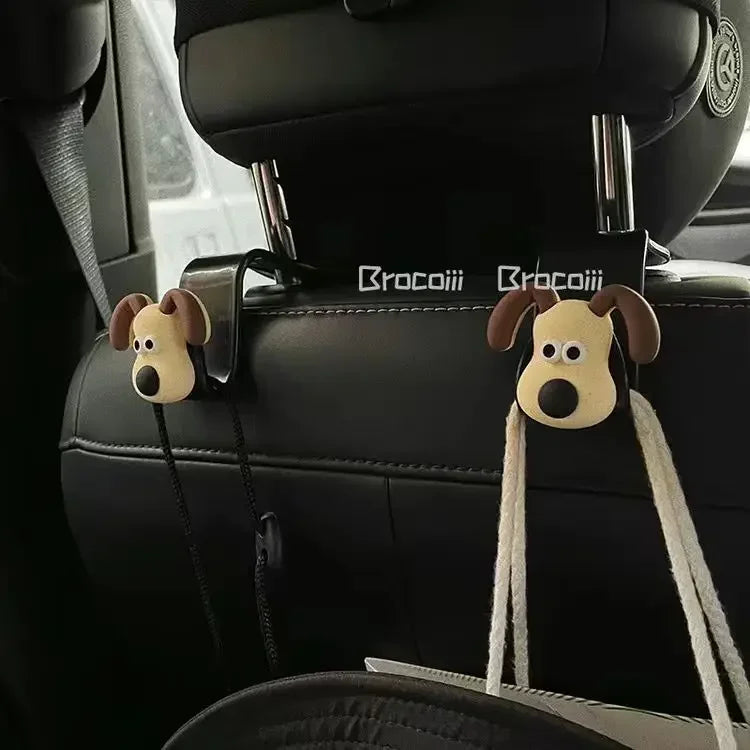 Gancho trasero para asiento de coche con cabeza de perro, decoración tridimensional 3D para asiento trasero de coche, accesorios decorativos para Interior