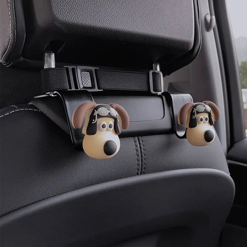 Gancho trasero para asiento de coche con cabeza de perro, decoración tridimensional 3D para asiento trasero de coche, accesorios decorativos para Interior