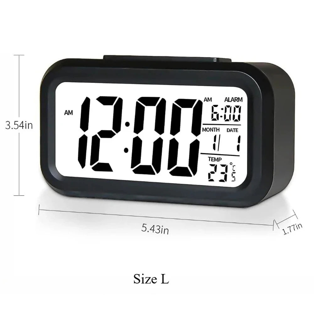 Reloj con alarma digital LED, retroiluminación, calendario de datos, reloj electrónico multifunción, reloj de mesa