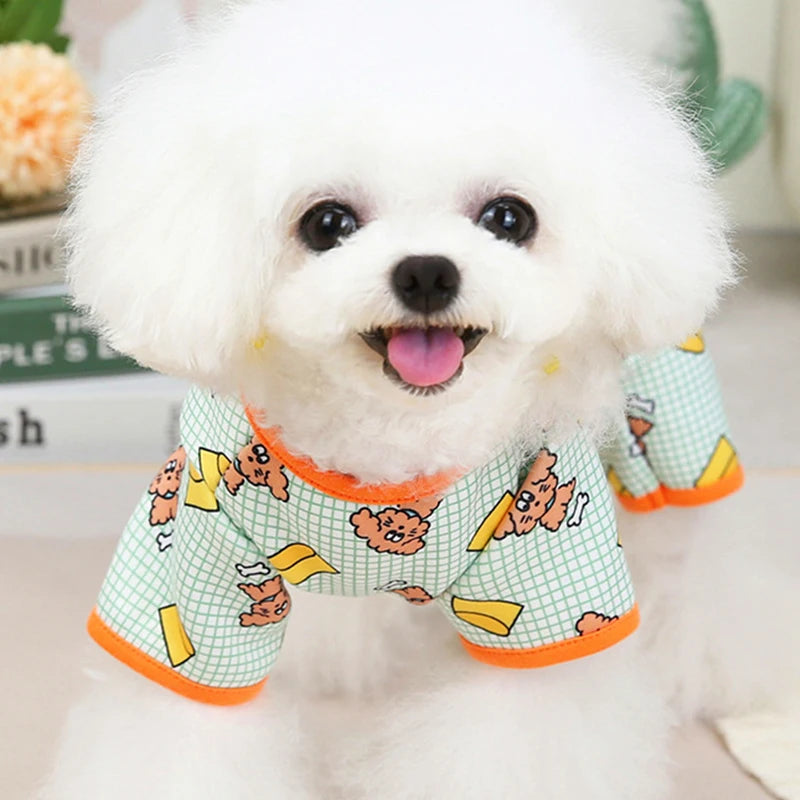 Mono de Invierno para Perros, Ropa Cálida con Estampado para Perros y Gatos, Chihuahua, Bichón, Pijama de Cuatro Patas para Cachorros