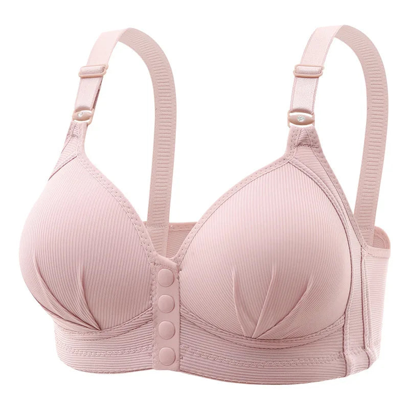 Nuevo sujetador de talla grande con hebilla frontal para mujer, Push up Sexy, copa fina ajustable, transpirable, cómoda, ropa interior para mamá de mediana edad