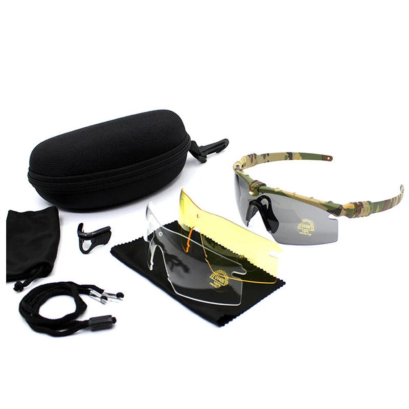 Gafas Tácticas para Exteriores con Protección UV400, Gafas de Seguridad para Tiro con Pistola de Aire, Gafas de Sol Deportivas Polarizadas para Caza