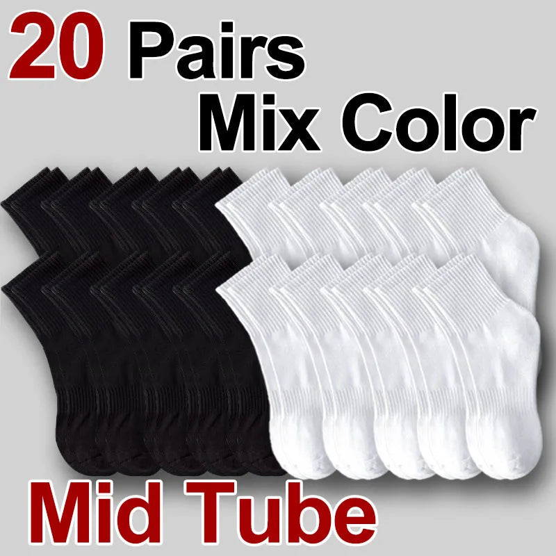 5/10/20 pares de calcetines de cuello redondo de color sólido neutro, calcetines deportivos transpirables y cómodos para primavera y verano, calcetines deportivos para todas las estaciones