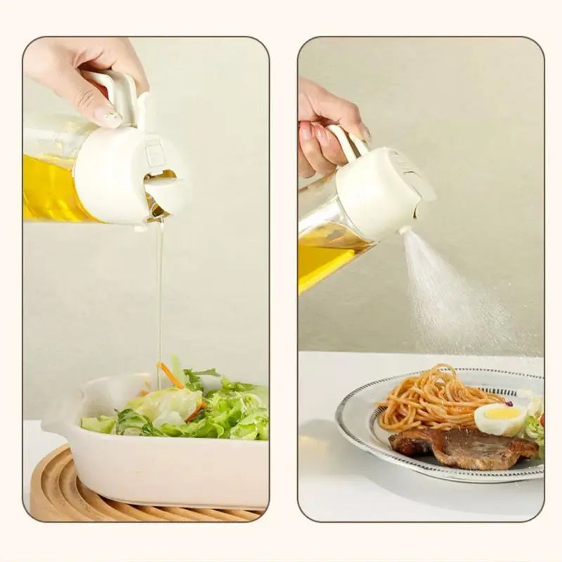 Dispensador de aceite en aerosol 2 en 1 para cocina, pulverizador de aceite o solo cepillo pulverizador para freír al aire, ensaladas, asar, cocinar en la cocina