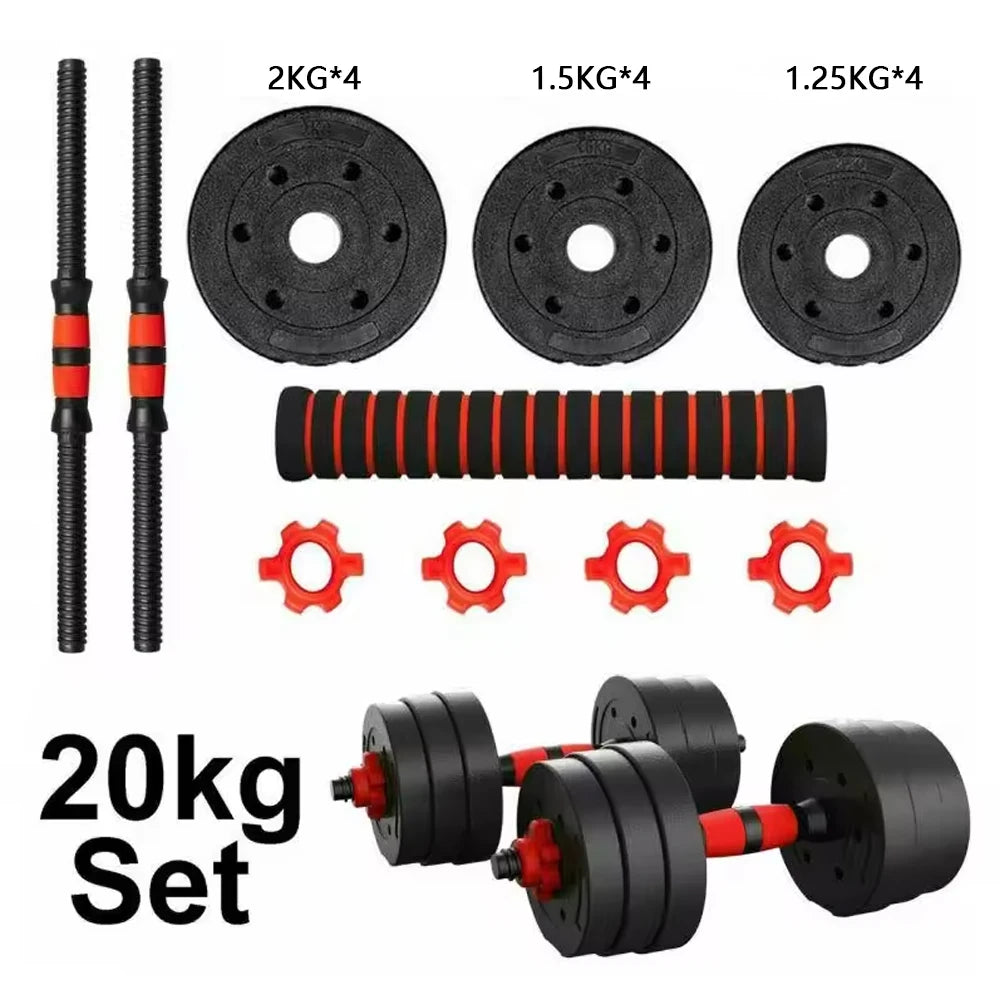 Juego de mancuernas y barra ajustables, pesas de 10 kg, 15 kg, 20 kg, 30 kg, 40 kg, 50 kg, mancuernas para gimnasio y hogar, aptas para hombres