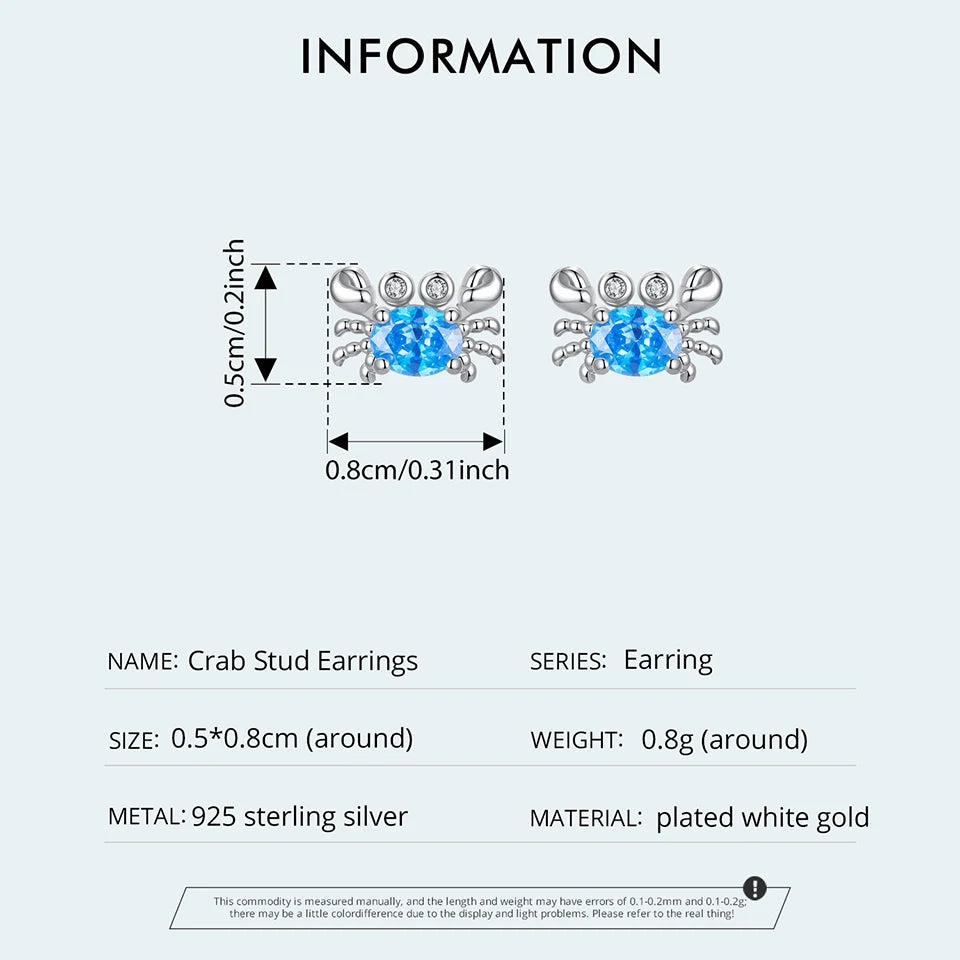 WOSTU-pendientes de plata de ley 925 con diseño de animales y patas bonitas de arcoíris para mujer, aretes con forma de corazón, flor ovalada, circonita, cangrejo, regalo de joyería