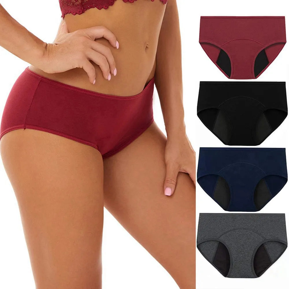 Bragas menstruales muy abundantes para mujer, calzoncillos de algodón transpirables, ropa interior fisiológica de cintura baja para mujer