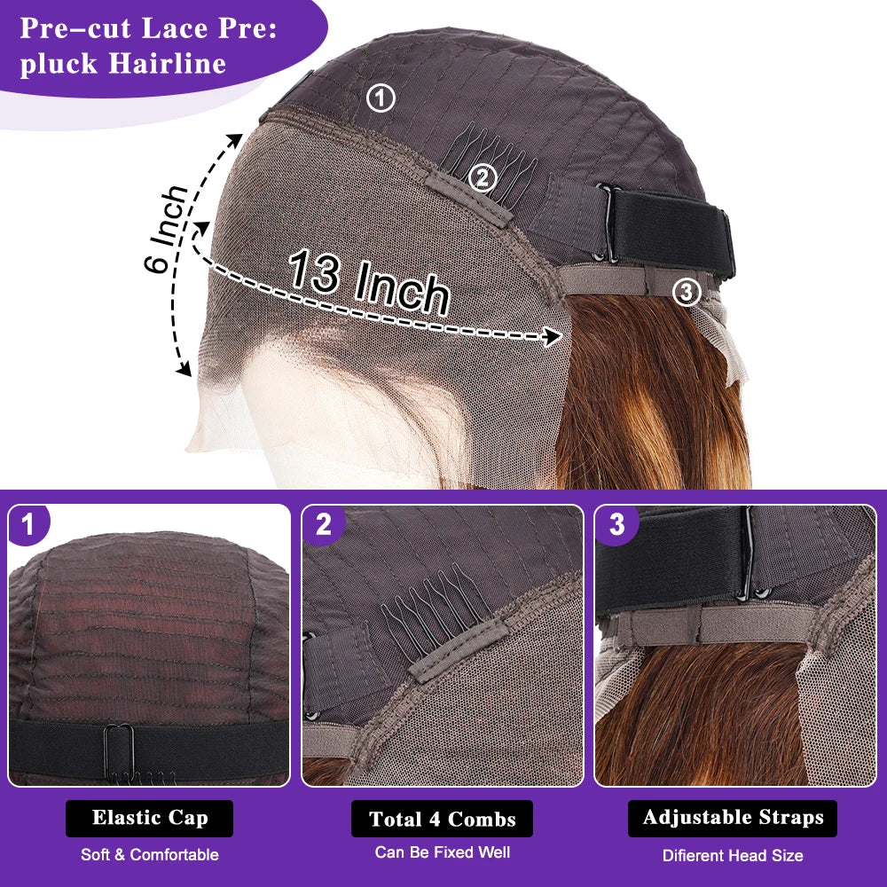 30/36 pulgadas 13x4 Hd peluca Frontal cabello humano Ombro resaltado onda profunda Piano 13x6 encaje Frontal Remy 100% pelucas de cabello humano 4x4 cierre