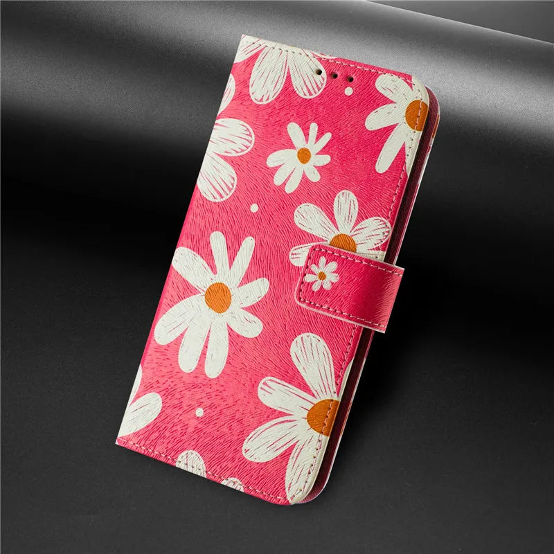 13 Funda de teléfono de cuero para iPhone 13 12 Mini 11 Pro 13Pro 12Pro Max 11Pro Coque Flip Cover Wallet fundas pintadas magnéticas gato oso