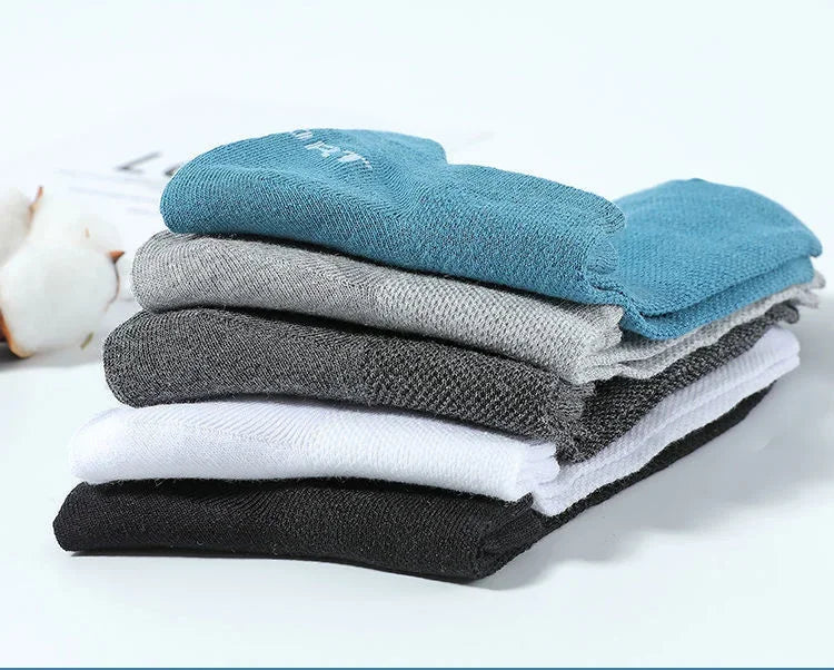 5 pares de calcetines tobilleros de alta calidad para hombre, calcetines deportivos de algodón transpirables, calcetines de malla informales atléticos de verano de corte fino corto Sokken talla 38-45