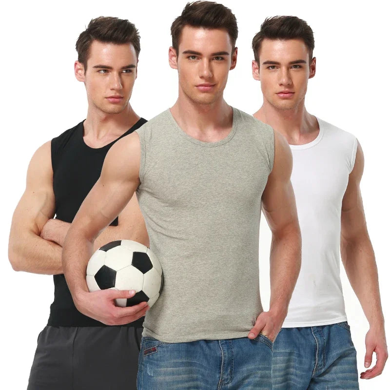Chaleco ajustado de algodón sin mangas para hombre, 1/3 piezas, con Color de fondo, para ejercicio cómodo y fitness, camiseta sin mangas con