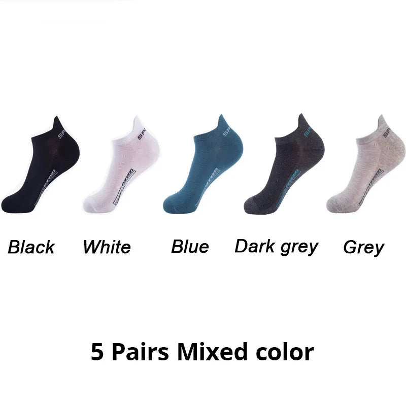5/10/20 pares de calcetines deportivos de poliéster transpirables de malla fina de verano para hombre calcetines cortos absorbentes de sudor