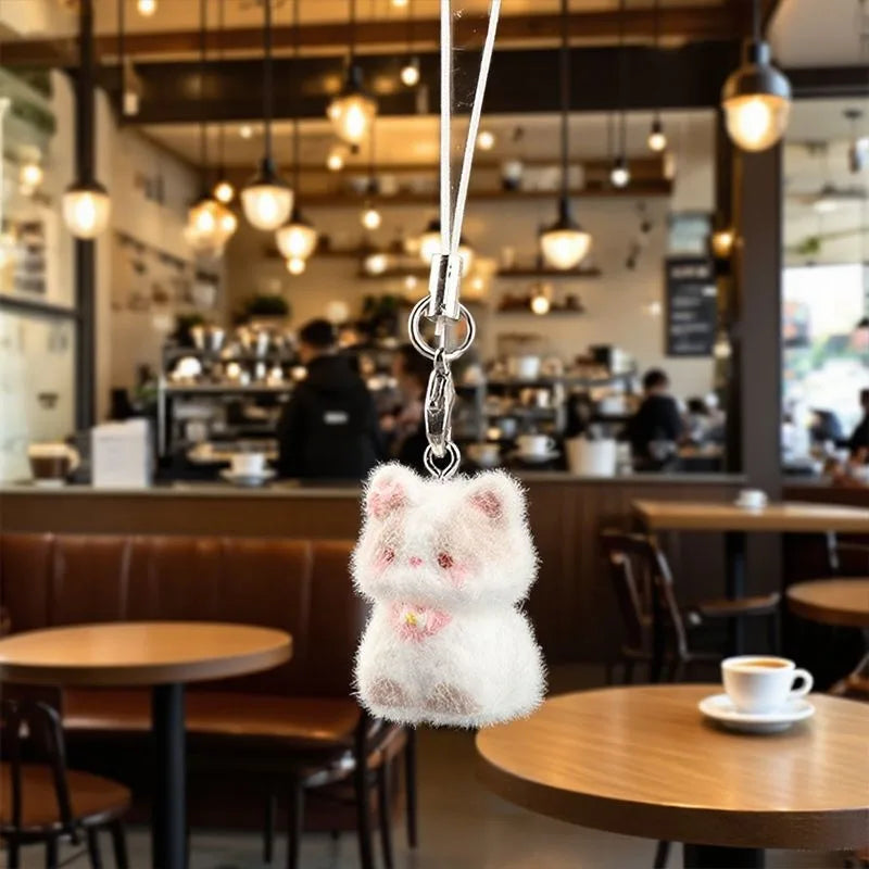 Lindo colgante de perro de resina de peluche 3D, Mini muñeca, colgante para teléfono móvil, decoración de llaves DIY, pequeño adorno artesanal
