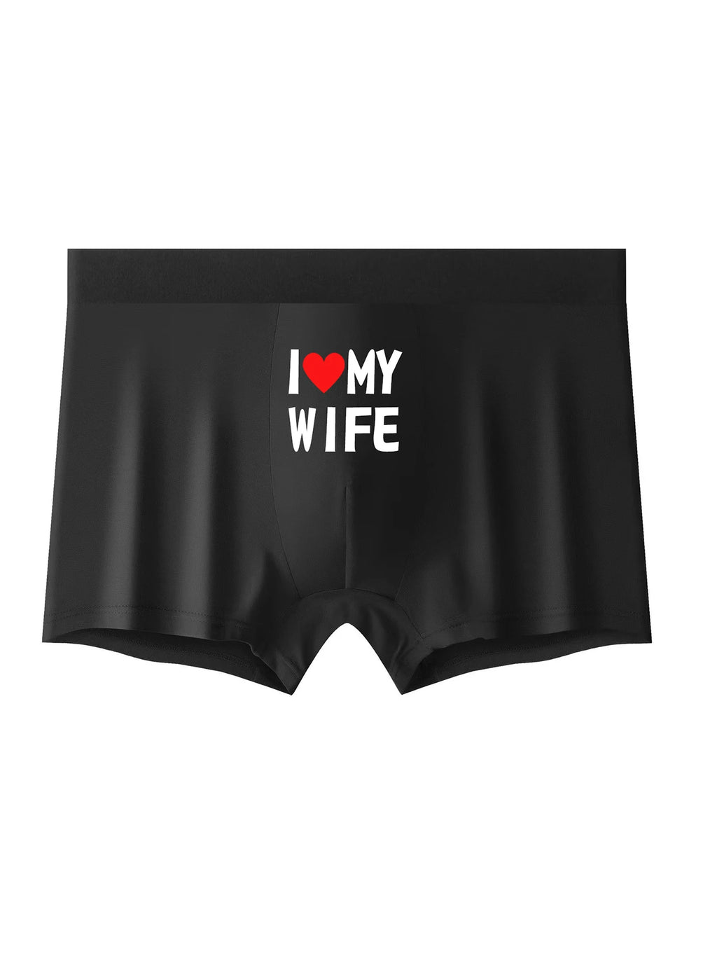 Ropa interior para hombre, Bóxer de Color negro a la moda con estampado personalizado, ropa interior suave y transpirable I Love My Wife, nuevo estilo 2024