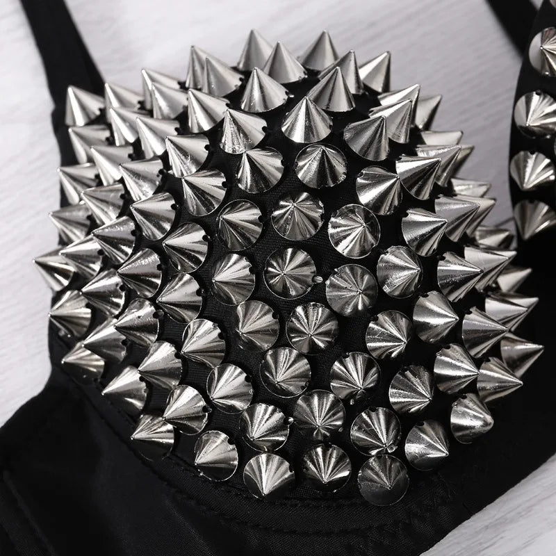 Nueva lencería Sexy, ropa interior, sujetadores para mujer, sujetador Steampunk con tachuelas, Top, sujetador inalámbrico, Tops de moda para fiesta y Club, ropa interior femenina