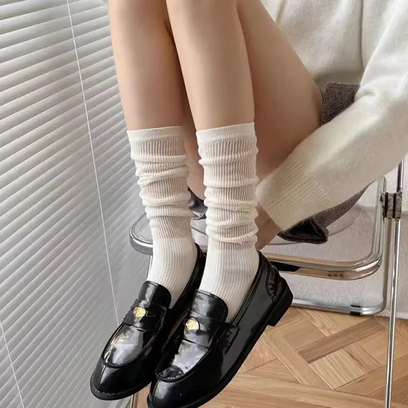 Calcetines de estilo Lolita Y2K para mujer, medias largas y holgadas hasta la rodilla, transpirables, informales, de encaje, suaves, coreanas, 2 uds.