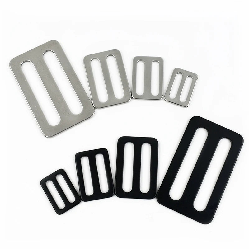 Hebillas deslizantes de tres deslizadores de acero inoxidable, 20/25/32/38/50mm, para correa de bolso, mosquetón, hebilla, Collar para mascotas, cinturón, cierre de anillo ajustable