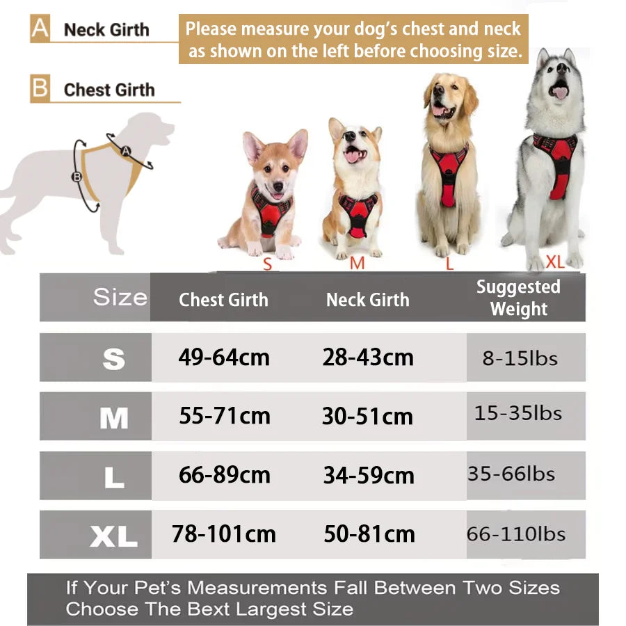 Arnés para perros sin tirones, Clip frontal, mango de fácil control reflectante resistente para caminar con perros grandes