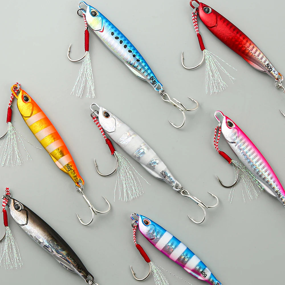 Jigging-señuelo de pesca de lubina Artificial, anzuelo de Metal fundido 2021 Japen, 10/15/20/30/40/50g, fundición a tierra