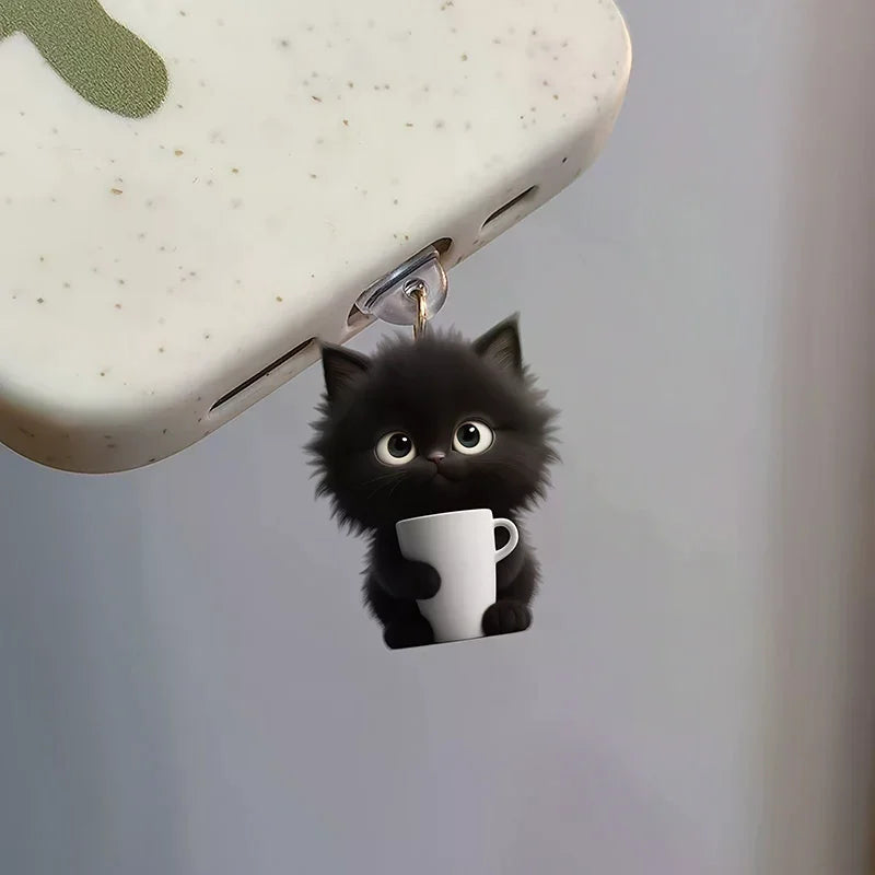 Colgante con tapón antipolvo para teléfono móvil, decoración para perros y gatos, colgante para puerto de carga tipo C, enchufe antipolvo