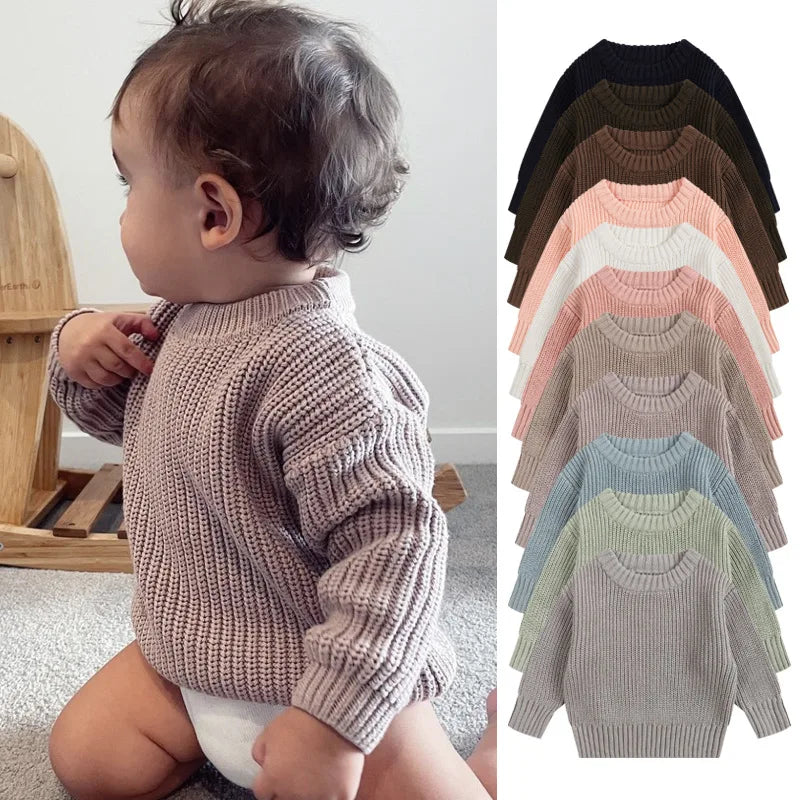 Suéteres de bebé Otoño Invierno niños niñas de manga larga suéter de punto de Color puro bebé niños niñas suéter suéteres ropa