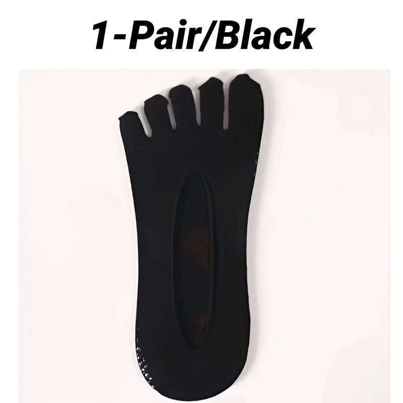 1/5 Pares de Calcetines Invisibles de Verano para Hombre, Calcetines de Cinco Dedos, Finos, de Terciopelo, Antideslizantes, Transpirables, Elásticos, de Seda Suave