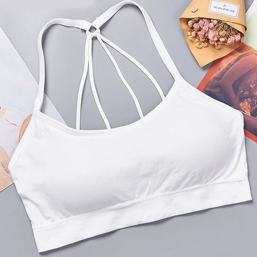 Ropa interior deportiva para mujer, Top corto sin costuras para Yoga y Fitness, correas anchas con letras, ropa deportiva cómoda para entrenamiento