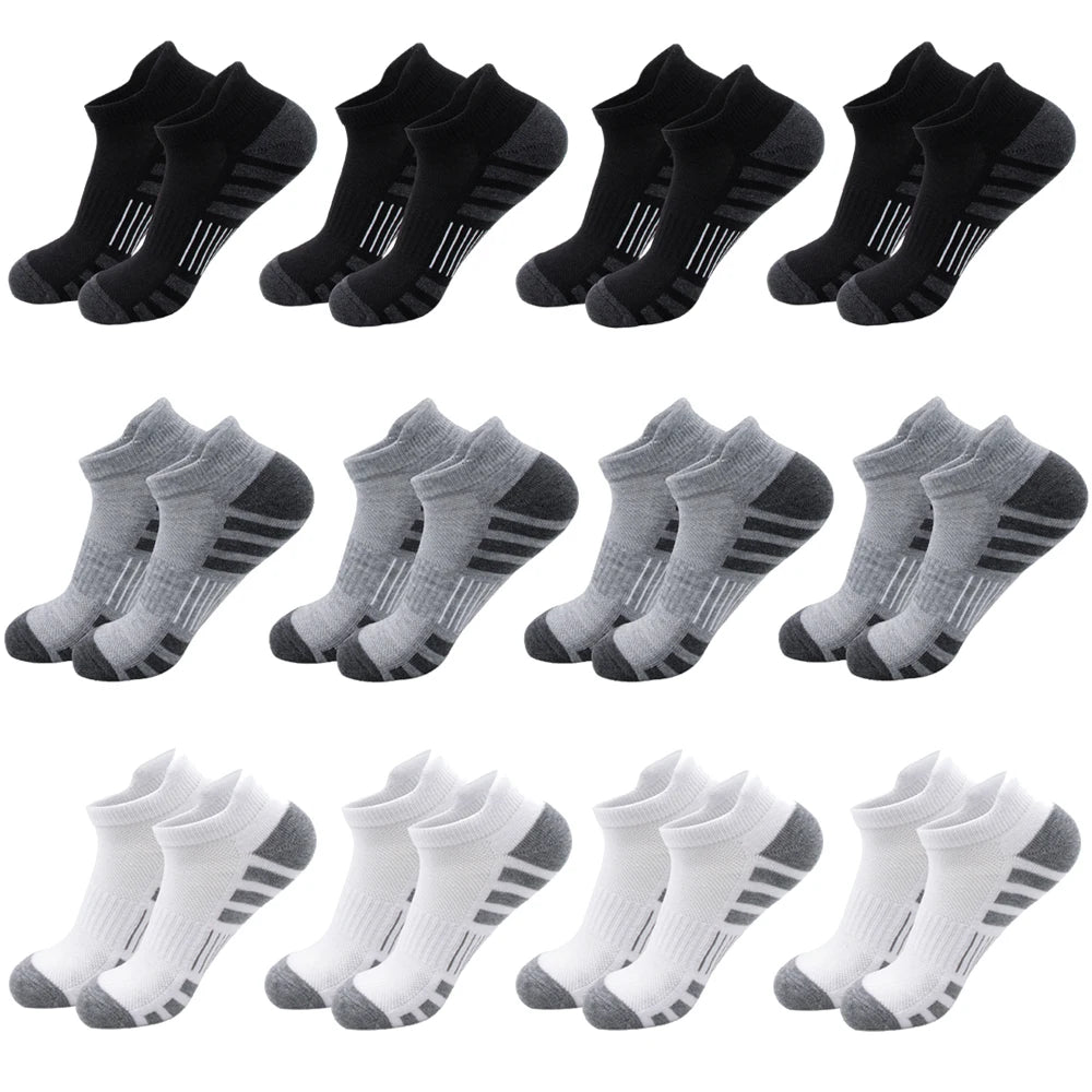 6/24 pares de calcetines deportivos tobilleros para correr, calcetines deportivos acolchados y transpirables de corte bajo para hombres y mujeres