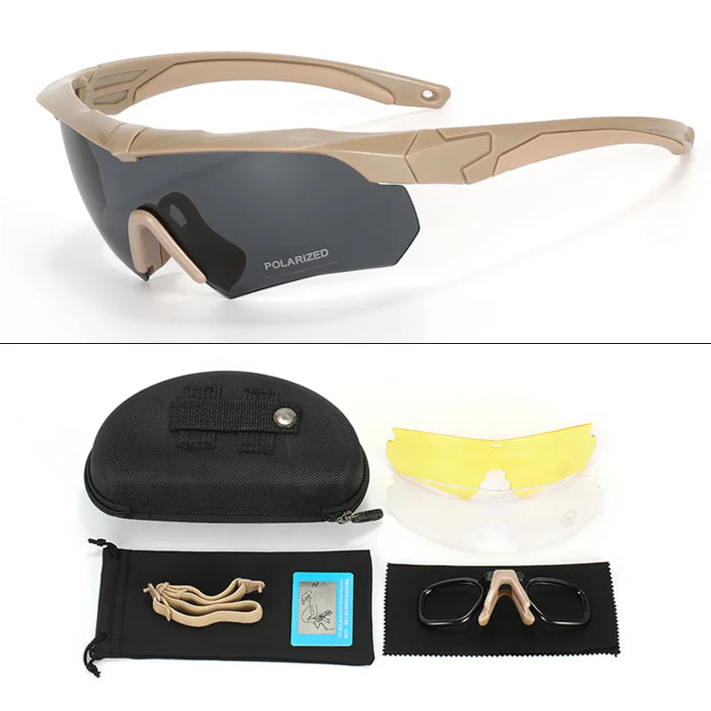 Gafas tácticas CS Airsoft gafas de tiro a prueba de viento HD 3 lentes Motocross motocicleta montañismo gafas seguras
