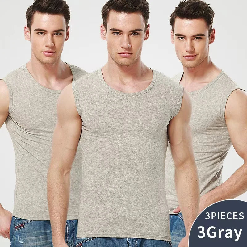 Chaleco ajustado de algodón sin mangas para hombre, 1/3 piezas, con Color de fondo, para ejercicio cómodo y fitness, camiseta sin mangas con