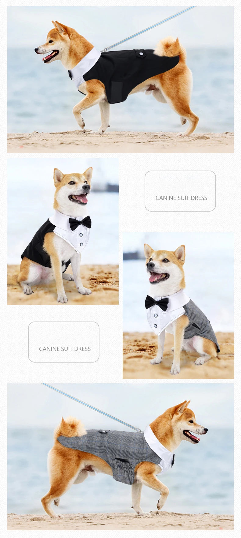 Esmoquin para perro y conjunto de Bandana, traje de fiesta de boda, camisa Formal de pajarita para perro y Príncipe