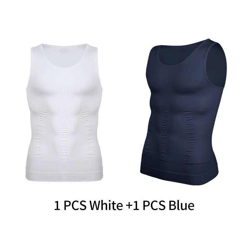Chaleco moldeador de cuerpo adelgazante para hombre, camisa Abs para Abdomen, entrenamiento de gimnasio delgado, Control de barriga, camiseta sin mangas de compresión, ropa moldeadora sin mangas