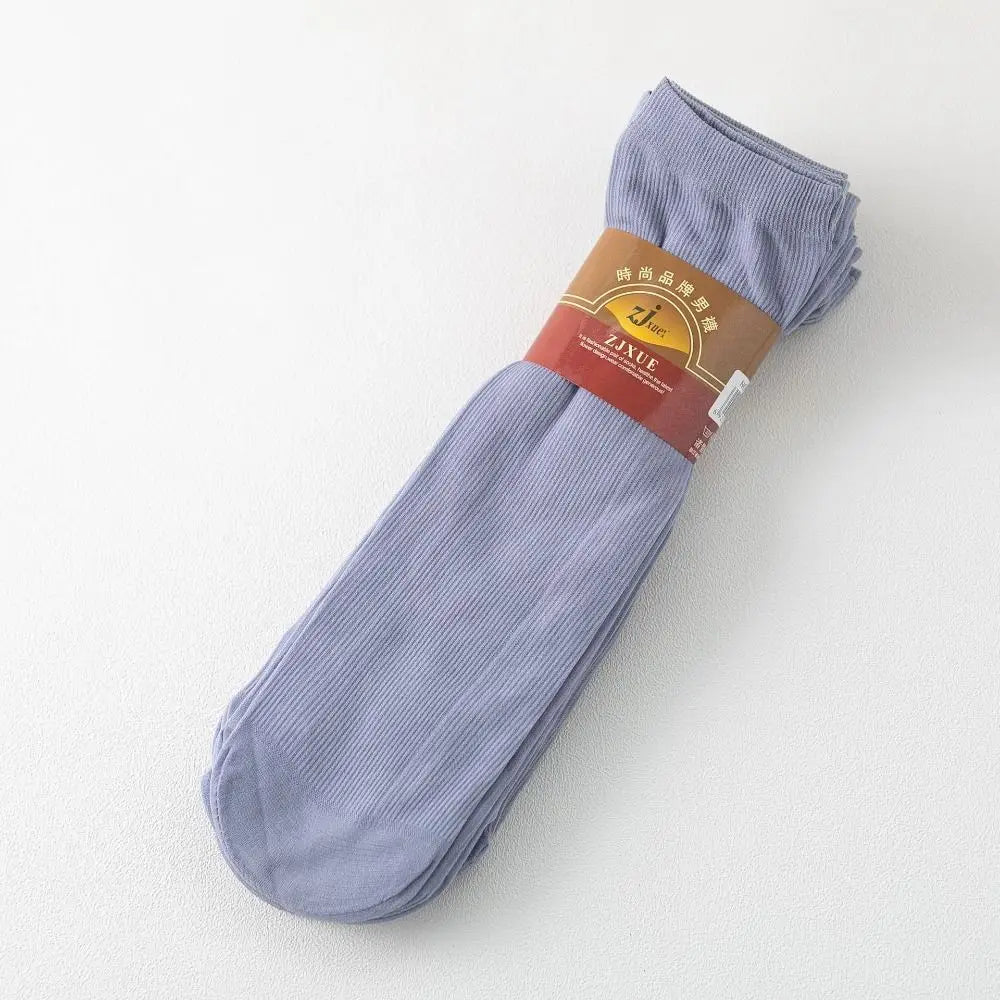 10 pares de calcetines de seda de hielo para hombre, calcetines ultrafinos de verano y primavera, calcetines de negocios sólidos, calcetines suaves transpirables, calcetines tobilleros de fibra de bambú