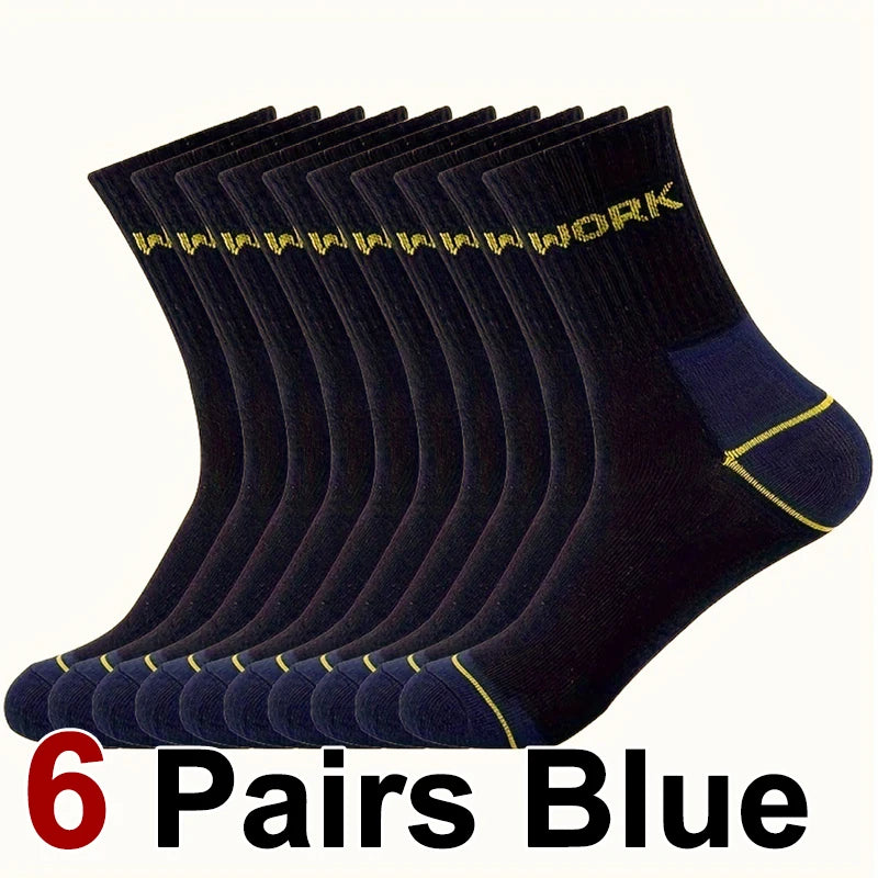 6/12 pares de calcetines de tubo medio a prueba de olores de negocios de alta calidad para hombres calcetines deportivos de ocio transpirables absorbentes del sudor para todas las estaciones